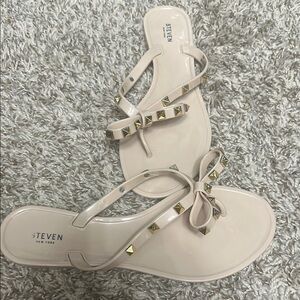 Steve Madden Cream Sandals with Gold Studs
